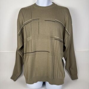 VTG NWT Protege Collection Geometric Sweater Men's XL Knit Beige Pullover 90's‎